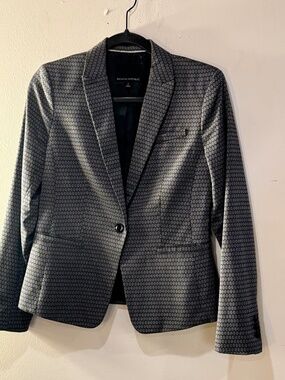 Banana Republic Blazer Floral Gray Floral Blazer with Blk Background Sz 2